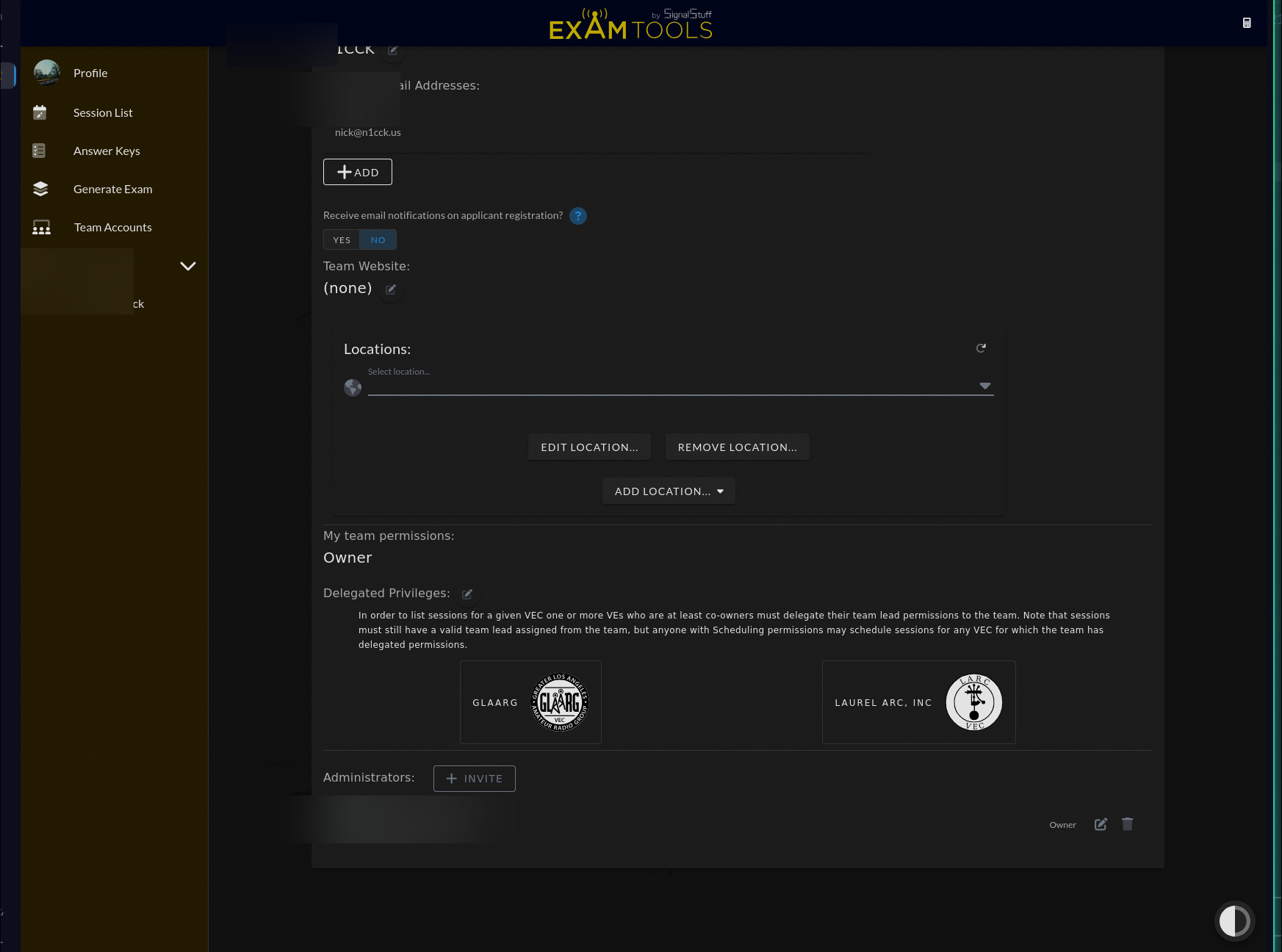 Manage Account page showing the Delegated Privileges section with delegated VEC cards and a pencil edit icon